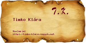 Timko Klára névjegykártya